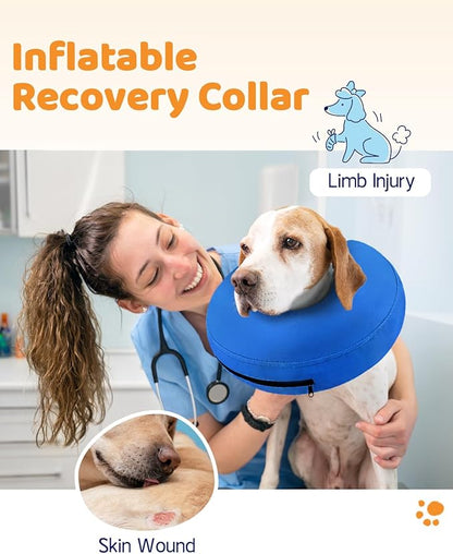 Supet Inflatable Dog Cone Collar Alternative After Surgery, Dog Neck Donut Collar Recovery E Collar for Neuter, Soft Pet Cone for Small Medium Large Dogs