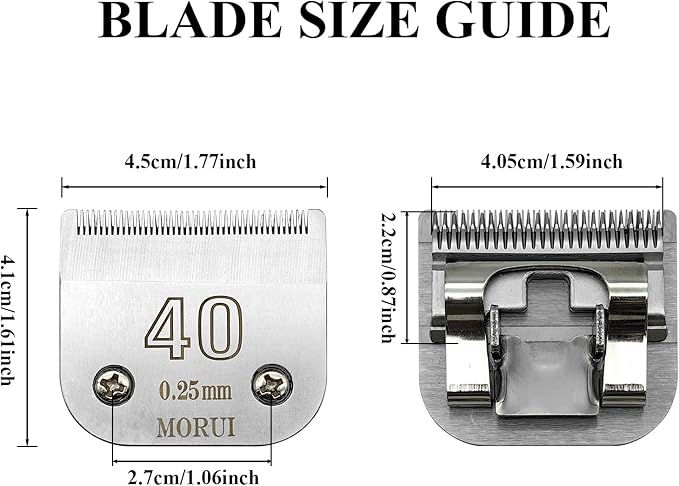 40 Cut Length 1/100"(0.25mm) Detachable Pet Dog Clipper Blades UltraEdge Series Clipper Blades for Dog Grooming Compatible with Most Andis,Oster A5 Wahl KM Series Clippers