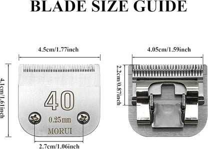 40 Cut Length 1/100"(0.25mm) Detachable Pet Dog Clipper Blades UltraEdge Series Clipper Blades for Dog Grooming Compatible with Most Andis,Oster A5 Wahl KM Series Clippers