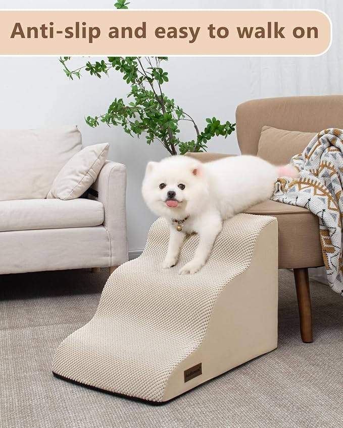 Aodisman Dog Stairs for Small Dogs,3 Step Dog Ramp for Couch and Bed,Pet Stairs with Non-Slip Bottom for Old Cats,Indoor Pet Steps,Comfort,Durable,15.4" H