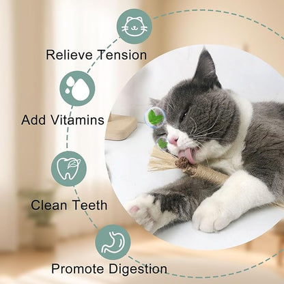 CUUOOT 7-in-1 Kitten Toys for Indoor Cats with Washable Adhesive Suction Cup, Hanging Interactive Cat Toys, Silvervine Stick and Sisal Chew Rope Catnip Teething Toy for Bored Kitten