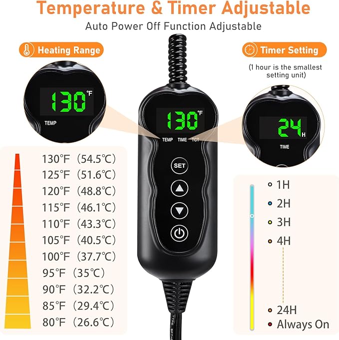 INVENHO Heated Dog Bed, Waterproof Adjustable Temperature Dog Cat Heating Pad with Timer, Indoor Pet Heating Pad for Cats Dogs Electric Pads for Dogs Cats, Pet Heated Pad (M: 28" x 20")