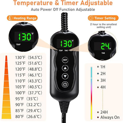 INVENHO Heated Dog Bed, Waterproof Adjustable Temperature Dog Cat Heating Pad with Timer, Indoor Pet Heating Pad for Cats Dogs Electric Pads for Dogs Cats, Pet Heated Pad (M: 28" x 20")