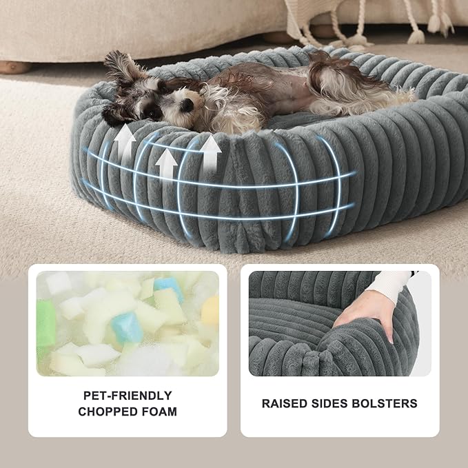 FURTIME Medium Dog Beds for Medium Dogs Washable, Orthopedic Dog Bed, Rectangle Warming Soft Calming Sleeping Puppy Bed Durable Pet Bed with Anti-Slip Bottom M Plus (30"x24"x8")
