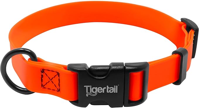 Tiger Tail Small Orange Dog Collar | Waterproof and Odor-Proof for Active Pets | Durable, Anti-Mat, and Lightweight Design | Made with Premium Coated Nylon | Suitable for Small Breed Dogs