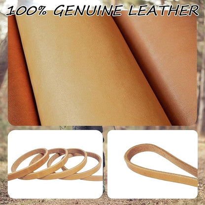 LWBMG Leather Dog Leash - 6ft x 1/2 inch Heavy Duty, Braided, Comfortable for Large, Medium & Small Dogs - Training Tan