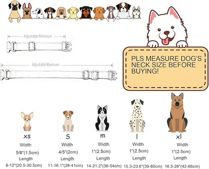 DOGWONG Valentine's Day Cute Loving Heart Printed Collar for Small Medium Large Dogs - Blue Cotton Collar for Girl and Boy Dogs