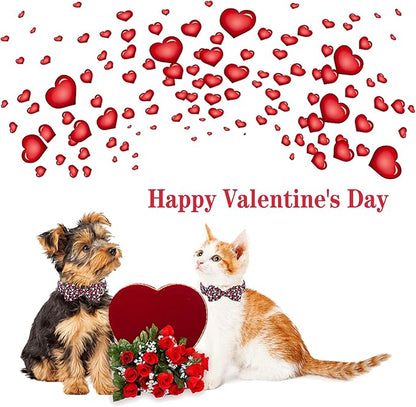 Unique style paws Valentine's Day Dog Collar with Bow Tie Black & Red Heart Puppy Collar Best Gothic Style Gift for Small Medium Large Boys Girls-XS