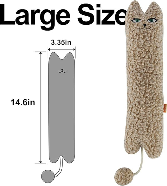 TTcat Catnip Silvervine Matatabi Pillow for Cats & Kittens,Cat Kicker Toy,Large Size Cat Pillow Soothing Plush Cat Toy(Beige).