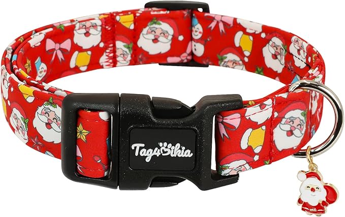 Christmas Dog Collar for Extra Small Dogs, Adjustable Red Small Dog Collars with Gingerbread Man Pattern, Cute Dog Christmas Collar for Dogs, Winter Holiday Dog Collar for Girl Boy Dog-XS