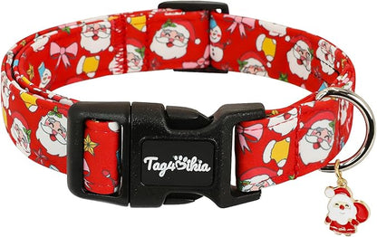 Christmas Dog Collar for Extra Small Dogs, Adjustable Red Small Dog Collars with Gingerbread Man Pattern, Cute Dog Christmas Collar for Dogs, Winter Holiday Dog Collar for Girl Boy Dog-XS