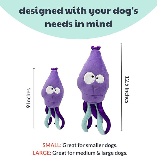 Huxley & Kent Slappies for Dogs | Squiggly Squid (Small) | Squeak & Shake Dog Toy | No Stuff Squeaky Toy, TPR Ball in Head | Simulates Hunting Nature for Dogs