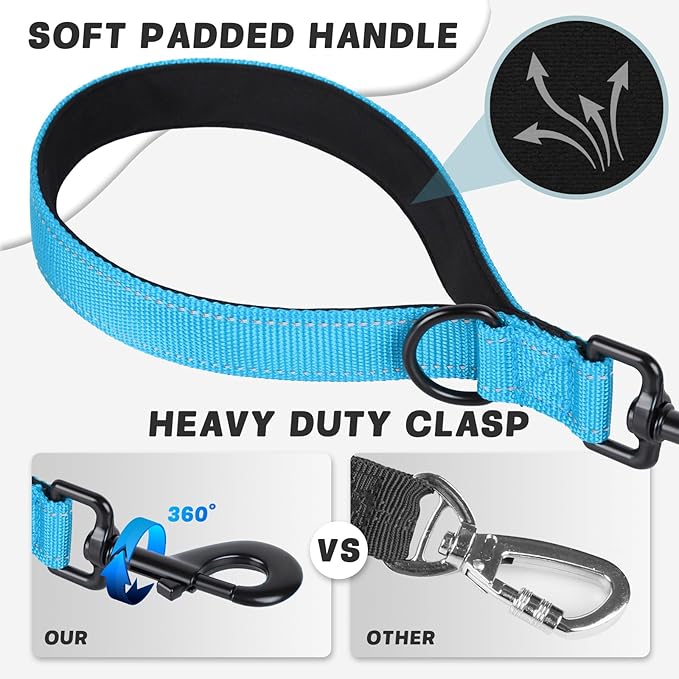 Dog Leash, Short Dog Leash, Leashes for Large Breed Dogs,Traffic Padded Handle- Reflective Training Lead, Perfect for Medium to Large Dogs(12 Inch, Blue)