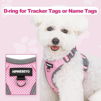 Small Dog Harness and Leash Set, No Pull Adjustable Pet Harness for Small Dogs, Breathable Mesh Rflective Dog Vest Harness (Pink, XS)