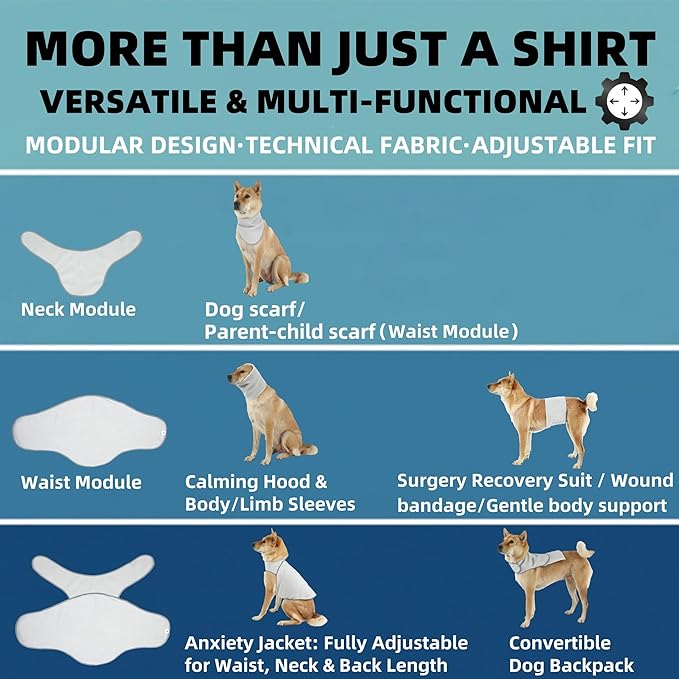 DAJIDALI® Dog & Cat Anxiety Vest & Female Spay Recovery Suit – Silent No-Velcro Calming Wrap – Universal Fit for All Breeds (Including Corgi & Frenchie)