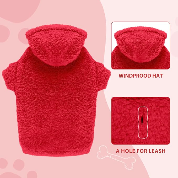 Fuzzy Dog Sweaters for Large Dogs Pet Hoodie Clothes Warm Soft Pet Coats Hooded Sweatshirt Dog Sweaters for Extra Large Dogs(Red-XXL)