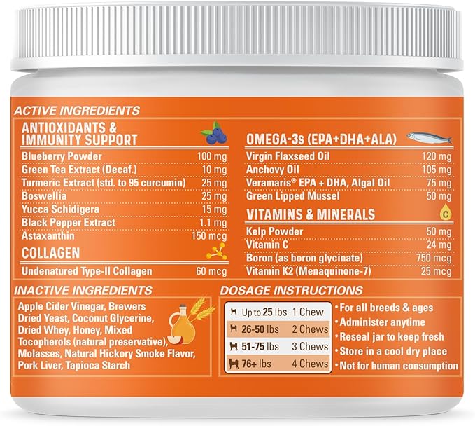 Bernie's Healthy Hips - Daily Dog Hip & Joint Supplement - 90 Soft Chews - Reduce Pain, Encourage Mobility, Slow Damage, Repair and Rebuild Hips & Joint Tissues