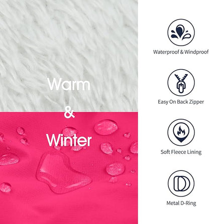 IECOii Dog Winter Jacket for Small Dogs, Waterproof Dog Coat with Harness Built in, Windproof Reflective Zip Up Fleece Jacket for Dogs, Puppy Thermal Warm Snowsuit for Cold Weather, Rosered, S