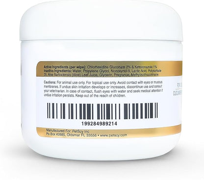 Petscy Keto Skin Travel Wipes - Antiseptic Dog Wipes for Paws, Ears, Facial Folds, Underarms & Other Sensitive Areas for Dogs & Cats – Aloe-Infused, Non-Greasy Formula (Travel)