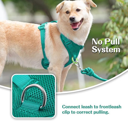No Pull Dog Harness for Small Medium Large Dogs - Adjustable 2 Layer Mesh Dog Vest with Dual Clip, Escape Proof, Quick Release, Lightweight Breathable Mesh for Walking Hiking (MARRS Green,S)