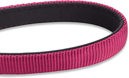 Hyhug Pets 24” Nylon Sturdy Short Leash with Neoprene Soft Handle and Lightweight Aviation Aluminium Clip Lead- for Large Medium Dogs Daily Walking and Training. (24 Inches, Rose Red)