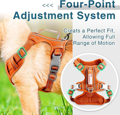 BARKBAY Dog Harness No Pull with ID Tag Pocket - Heavy Duty, Reflective, Easy Control for Large Dogs(Orange,XS)