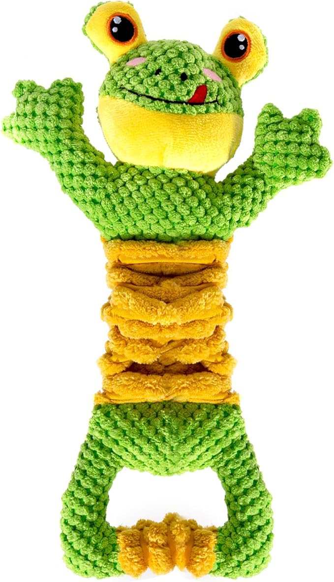 Sedioso Dog Tug Toy, Durable Dog Toys Large Breed, Tug of War Dog Squeaky Toy, Stuffed Plush Dog Toys with Crinkle Paper for Small, Middle, and Big Dogs(Tug of War Series, Frog)