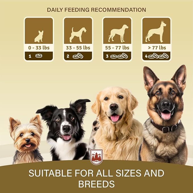 Veddelholzer Dog Joint Supplement Tablets – Hip & Joint Support with Glucosamine, Chondroitin, MSM & Turmeric – Mobility, Flexibility & Comfort Aid for Large & Small Breeds – Vet Recommended