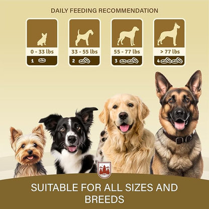 Veddelholzer Dog Joint Supplement Tablets – Hip & Joint Support with Glucosamine, Chondroitin, MSM & Turmeric – Mobility, Flexibility & Comfort Aid for Large & Small Breeds – Vet Recommended