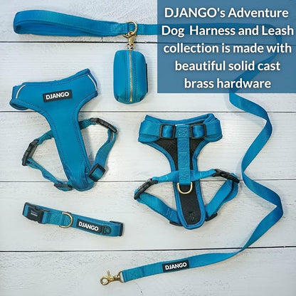 DJANGO Adventure Dog Leash – Strong, Comfortable, and Stylish Dog Leash with Solid Brass Hardware and Padded Handle - Designed for Outdoor Adventures and Everyday Use (Pacific Blue)