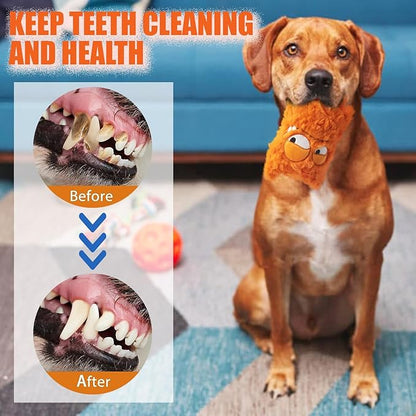 HUGEME Squeaky Dog Toy, Plush Stuffed Dog Toy Keep Them Busy Tug of War Dog Chew Toy for Small Medium Large Dogs (Orange)