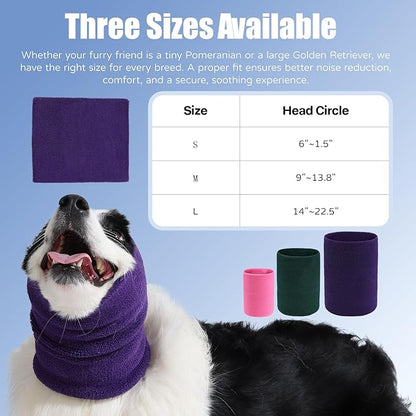 3 Pack Bundle (S, M, L) Dog & Cat Calming Band Cat Anxiety Relief Cover,Double Layer Thickened Elastic Neck Band Ear Muffs for Anxiety Relief/Noise Protection,Grooming,Thunder,Fireworks