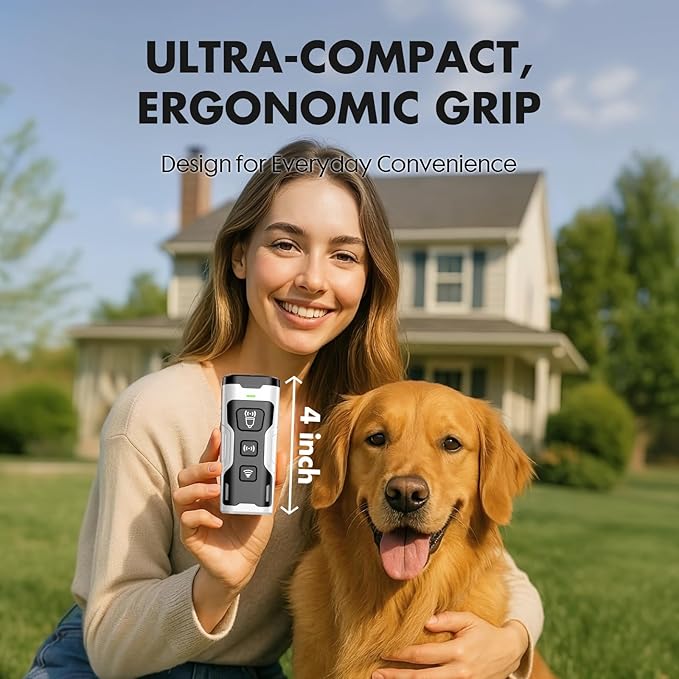 Dog Bark Deterrent Device, 3X Ultrasonic Anti Barking, 6 Training Modes 23 FT Range Barks No More Indoors Outdoors Behavior Correct Safe & Humane Rechargeable Compact Bark Control for Dogs (Silver)