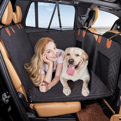 YJGF Back Seat Extender,Dog Seat Cover for Back Seat,Hard Bottom Car Seat Cover for Dogs,Dog Hammock for Car,Back Seat Pet Cover for Dogs(Black,for Car/SUV/Small Truck)