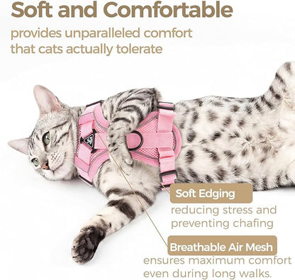 pangdi Cat Harness and Leash Set Escape Proof Tactical Medium Kitten Harness Emotional Support Cat Vest, Pink, M