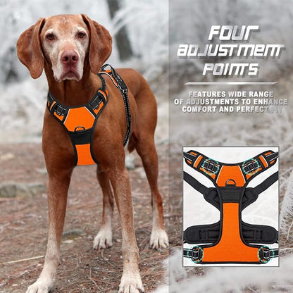 BARKBAY No Pull Dog Harness Front Clip Heavy Duty Reflective Easy Control Handle for Large Dog Walking(Orange,S)
