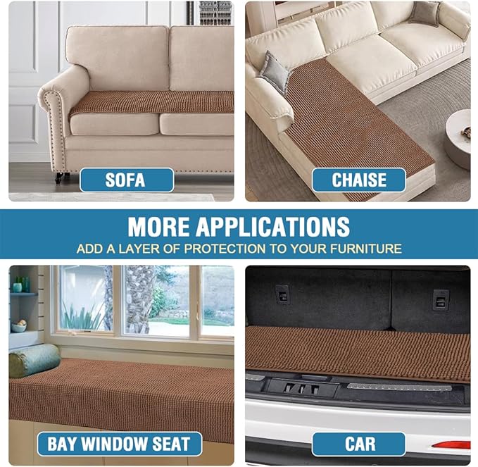 H.VERSAILTEX Plush Chenille Couch Cover for 3 Cushion Couch Anti Slip Washable Sofa Slipcovers Soft and Durable Furniture Protector for Dogs Cats Kids (27.5" x 71", Caramel)