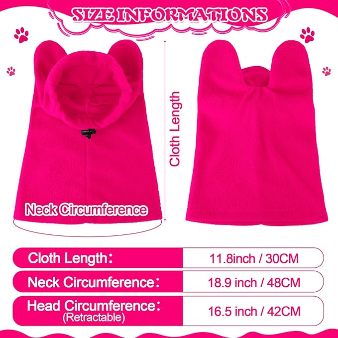 Clysee Winter Dog Hats Quiet Ears for Dogs Ear Muffs Pet Neck Warmer Scarf Hoodie Noise Protection Cover Beanie Head Wrap Costume for Pet Dog Cats(Rose Red,M)