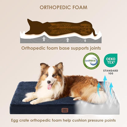 EHEYCIGA Orthopedic XL Dog Beds for Extra Large Dogs with Removable Washable Cover for Crate, Navy, 41x27