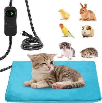 ANPHSIN Pet Heating Pad for Small Cat Dog - 9" x 12" Automatic Temperature Heated Pad with Anti Chew Cord, Warmer Mat for Chicks Bunny Rabbits
