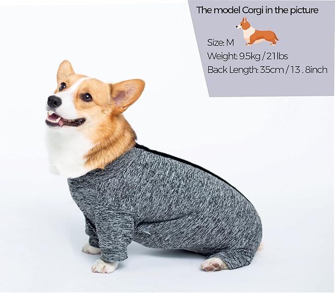 AOKAZI Dog Surgery Recovery Suit, Puppy Cat Onesie for Shedding Skin Disease Wound Protection, Medical Pet Surgical Suit w/Long Sleeve, Dog Pajamas (Black Grey, X-Small)