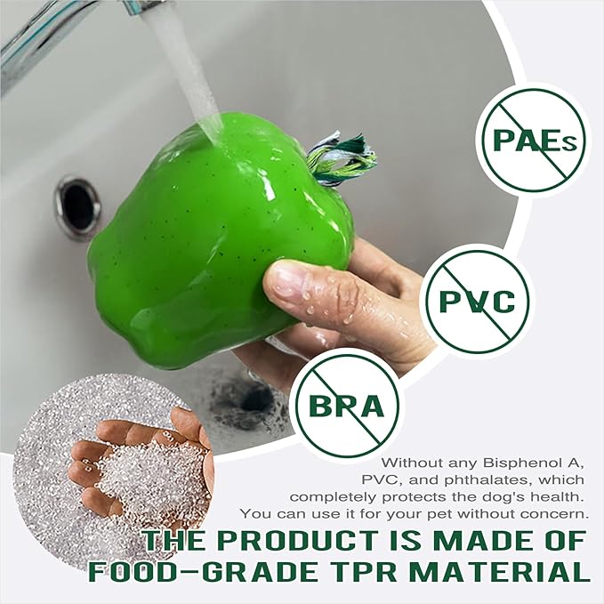 TLKNG Large Size Green Apple Squeaky Dog Toy for Medium/Large Aggressive Chewers Breeds Dogs Durable Bouncy Squeak Ball