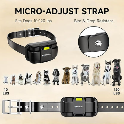 ABBIDOT Dog Shock Collar (10-120 lbs) - 5280 FT Dog Training Collar with Remote, IPX7 Waterproof with 4 Training Modes, Extended Battery Life, Multi-Mode Night Light, Rechargeable Electric Dog Collar