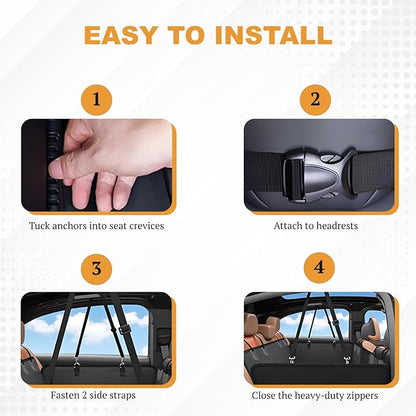 KARMNEEV Dog Seat Extender for Cars, Heavy-Duty Waterproof Dog Travel Back Seat Bridge, Anti-Scratch, Easy-Clean Surface, Designed for SUV and Truck Owners with Active Dogs, 400lb Max Load