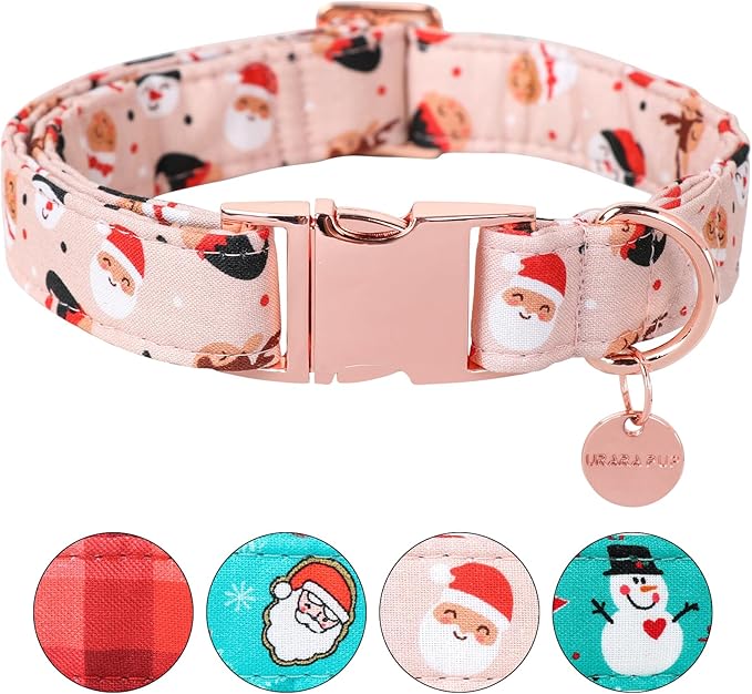 Christmas Dog Collar, Cotton Collar for Puppy Girl Boy Dog or Cat, Comfortable Dog Collar with Durable Metal Buckle, Adorable Pet Collar, XS