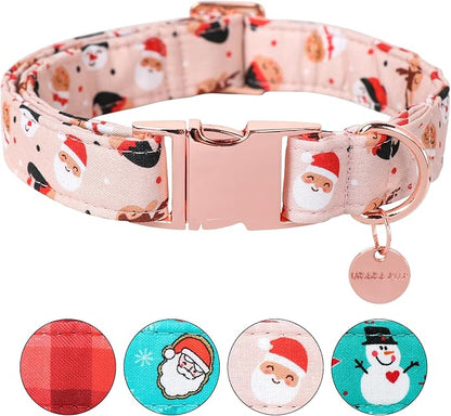 Christmas Dog Collar, Cotton Collar for Puppy Girl Boy Dog or Cat, Comfortable Dog Collar with Durable Metal Buckle, Adorable Pet Collar, XS