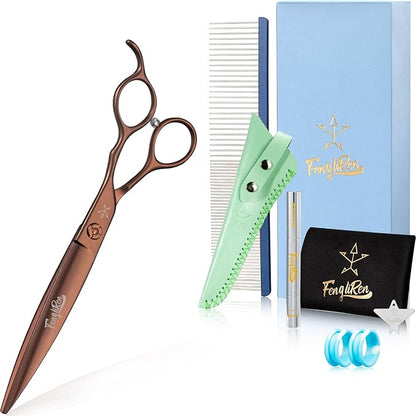 High-end Professional Dog Grooming Scissors Pet Grooming Shears 7 Inches Extremely Very Sharp Made Of Stainless Steel Alloy By Hand For Dog Cat Groomer