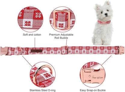 Unique style paws Dog Collar Metal Buckle Collar for Winter Christmas Red Papercut for Small Medium Large Boys Girls Dogs