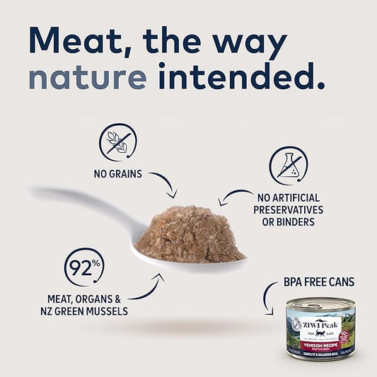 ZIWI Peak Wet Cat Food – All Natural, High Protein, Grain Free, Limited Ingredient, with Superfoods (Venison, Case of 6, 3oz Cans)