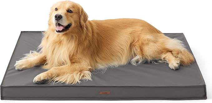 LE SURE Outdoor Waterproof Dog Bed for Extra Large Dogs, Orthopedic Egg Crate Foam Pet Bed with Oxford Fabric Surface and Removable and Durable Cover, Machine Washable, 44''x32'', Grey